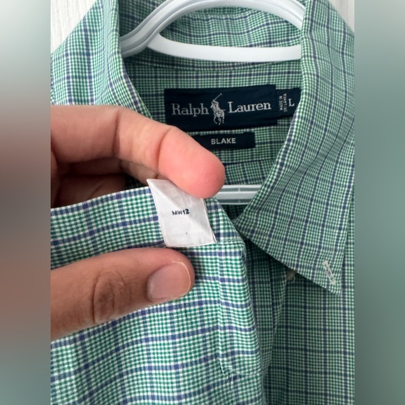 Polo Ralph Lauren Green & purple Blake Button Down Short Sleeve Shirt L - Picture 5 of 6